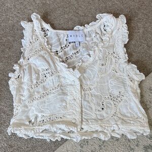 White Lace Crochet Sleeveless Crop Top